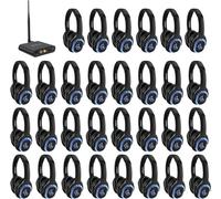 Retekess TA004 Silent Disco Starter Kit, Casque sans Fil pour TV, Pager Casque Disco Portable, 3 canaux, 200M, 30 Casques d'écoute