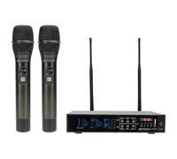 Retekess TC103 Microphone sans Fil, Double Micro sans Fil Professionnel, Portée de 90 m, Qualité Sonore Dynamique Haute Fidélité, Appairage Automatique, Adapté au Karaoké, Mariages, Conférences, DJ