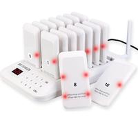 Retekess TD157 Système d'appel sans fil, système d'appel client avec 2 modes d'appel + appel à distance, 16 pagers 998 canaux pour hôpital et restaurant bar（white）