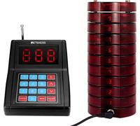 Retekess TD165 Système d'appel sans fil, 999 Gastro Pager Vibration, Grande portée 300m 10 sous-verres Pager rechargeable, 3 modes d'appel, hôtel, restaurant, cafés, usine, clinique