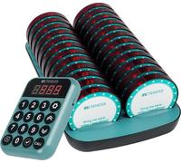 Retekess TD168R Système de téléavertisseur pour restaurant, bip de téléavertisseur, 400M, alarme hors de portée, 7 modes d'appel, compte à rebours de service, Gastro Pager pour bar
