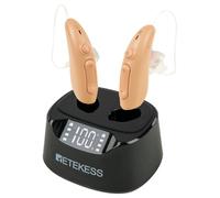 Retekess TE201 Amplificateur de Son pour Seniors, Design Invisible, Affichage Numérique, Amplificateur de Son Rechargeable, Suppression du Bruit, Aide à écouter de la Musique et Regarder la Télévision