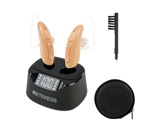 Retekess TE201 Amplificateur de Son pour Seniors, Design Invisible, Affichage Numérique, Amplificateur de Son Rechargeable, Suppression du Bruit, Aide à écouter de la Musique et Regarder la Télévision