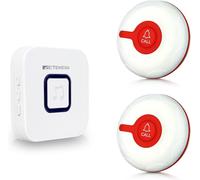 Retekess TH102 Bouton d'appel d'urgence pour personnes âgées, 300M Grande portée, 4 niveaux de volume pour personnes âgées, patients (2 boutons d'appel)