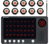 Retekess TH107 Système d'appel, Système de téléavertisseur sans fil pour personnes âgées, Caregiver Pager, 300m de portée d'appel, 10 langues, IP67 étanche,pour hôpital