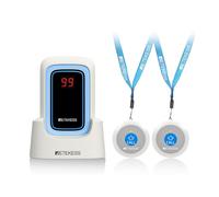 Retekess TH109S Pager, Cloche D'appel sans Fil pour Personnes Âgées, Portable, Facile à Utiliser, Alarmes Personnalisables, Soins à Domicile,Patient Elderly (2 Boutons et 1 Récepteur)