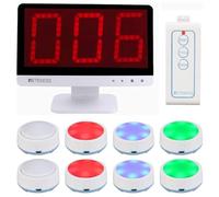 Retekess TM101 Wireless Buzzer System, Buzzers avec Son et Lumière, Jusqu'à 32 Buzzers de Réponse, Télécommande sans Fil, Idéale pour Les Jeux d'équipe, l'école et Les Loisirs en Famille.