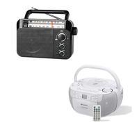 Retekess TR604 Radio Portable FM Bundle with TR621 Boombox Poste Radio CD, Poste Radio Pile et Secteur,Excellente Réception Antenne,Transistor,Enceinte