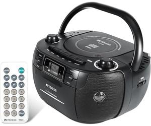 Retekess TR621 Boombox Poste Radio CD,Lecteur Cassette Audio,Boombox Stereo avec Enregistrement,Télécommande,Prise en Charge USB TF Casque,Accompagner Famille et Amis(Noir)