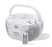 Retekess TR621 Poste Radio CD, Lecteur Cassette Audio, Boombox Stereo avec Enregistrement, Télécommande, Prise en Charge USB TF Casque, Radio Portable Accompagner Famille et Amis(Blanc)