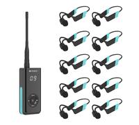 Retekess TT120 Communicateur pour entraîneur de natation, écouteurs étanches IP68 pour natation, conduction osseuse, 120 m, pour entraînement à la natation (1 émetteur, 10 récepteurs)