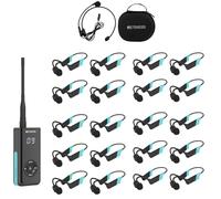 Retekess TT120 Système de Communication pour Natation, Casque à Conduction Osseuse Étanche Natation, Étanche IP68, 120 M, pour Le Coaching et Les Activités Aquatiques (1 Émetteur, 20 Récepteurs)