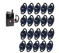 Retekess TT126R Audio Tour Guide System, 150 Mètres, Léger, Qualité Audio Plus Claire, Appairage Automatique, Idéal pour Les Visites D'usines et Les Touristiques (1 Émetteur, 20 Récepteurs)