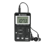 Retekess V112 Mini Radio Portable,Petite Radio a Pile,FM AM,Rechargeable Radio,Prise Casque,d'Extérieur,Convient pour Course à Pied,de Sport,Randonnée,Le Camping(Noir)