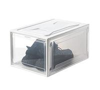 RETENA Transparent Shoe Storage Box for Display Stackable Sneaker Organizer Case with Buckle Open Acrylic Container Rack for Shoes Storage (Color : White, Size : 20cm)
