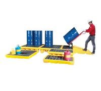 rétention des déversements à usage industriel, Plateau jaune de confinement déversement avec drain for tailles multiples tambour industriel(140 L/130X68X30 CM)