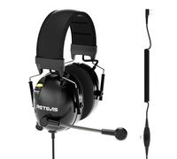 Retevis ANC Casque radio bidirectionnel antibruit pour RT22 RT21 H-777 RT68 RA79, compatible avec Baofeng UV-5R 5RM BF-F8HP, casque de talkie Waklie avec micro pour l'agriculture de course (1 pièce)