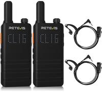 Retevis B63H Walkie Talkie, Radio à longue portée, ultra-mince avec écran, batterie 1620mAh, VOX Walki Talki pour les familles de camping (2 pièces)