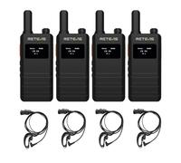 Retevis B63S Talkie Walkie, PMR Talkie Walkie Professionnel, Nouvelle Version du RT622P (3.0), 1620mAh, Ecran LCD, VOX, 15 mm Ultra Fin Radio Bidirectionnelle avec Casques pour Restaurant(4 Pcs, Noir)