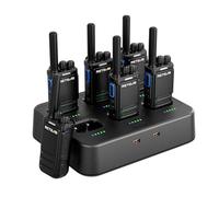 Retevis B64 Talkie Walkie, Chargeur 6 Emplacements, Radio Bidirectionnelle avec Suppression du Bruit AI Bilatéral, Professionnel Robuste, Casque Talkie Walkie pour Bar, KTV, Nightclub (Noir, 6 Packs)