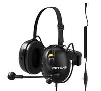 Retevis Casque Talkie-walkie EHK016, réduction de Bruit ANC avec Micro, Sangle de tête réglable, Double PTT, réglage du Volume, Compatible avec Baofeng UV5R, RT24 RT27 RT86 RT5R(1 pièce)