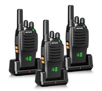 Retevis H777H Talkie Walkie, Talkie-Walkie Professionnel avec Écran, Charge de Type C et USB Chargeur, Walkie Talkie Longue Portée PMR446, VOX, Alarme Clignotantel pour Camping(Noir,3 Pcs)