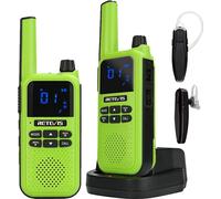 Retevis RA619 Talkie-walkie, radio bidirectionnelle rechargeable avec oreillette Bluetooth, vibration, alarme SOS, VOX, 16CH, pour la conduite, la chasse, l'extérieur (vert, 2 pièces)
