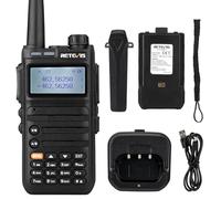 Retevis RA685 Talkie Walkie Double Bande, Lonue Portée Radio Bidirectionnelle pour Adultes, 5W 1800mAh, Lampe de Poche, Portable Ham Rechargeable Talkie Walkie pour Débutants, Chasse (Noir, 1Pcs)