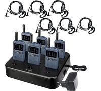 Retevis RB619 Radios bidirectionnelles avec casque Radio avec chargeur 6 voies Appel longue distance 1650mAh VOX PMR446 Licence gratuite pour école hôtel musée (pack de 6, bleu marine)