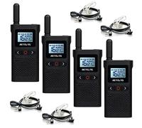Retevis RB628 Talkie-Walkie, Rechargeable avec Casque, PMR446 sans Licence, 1500mAh, VOX, LCD Écrans, CTCSS/DCS, Professionnel pour Restaurant; École (4 Pcs, Noir)