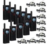 Retevis RB628 Walkie Talkie Mini, PMR446 Licence libre, avec 1500mAh Li-On accu Rechargeable, écran LCD VOX, radio professionnelle avec casque pour hôtel, école(10 pièces, noir)