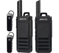 Retevis RB639P Talkie-walkie, radio PMR446 avec écouteurs sans fil, type-C, talkie-walkie VOX portable pour le camping, l'école(Noir, 2 pièces)