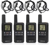 Retevis RB667 Kit radio, PMR446 Walkie Talkie MINI, appel de groupe 1600 mAh, écran LCD VOX, radio professionnelle avec oreillette pour centre commercial supermarché(4 pièces, noir)