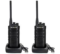 Retevis RB85 Talkie Walkie Longue Portée, 2000mAh Rechargeable Radio Bidirectionnelle, Excellente Qualité Sonore, Alarme d'urgence, Talkie Walkie Professionnel pour Site de Construction (Noir, 2Pcs)