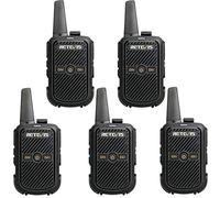 Retevis RT15 Talkie Walkie Mini Portable, VOX, 50 CTCSS/208DCS, 16 Canaux, Câble de Charge USB et Adaptateur, Professionnel Rechargeable pour Restaurants (Noir, 5Pcs)
