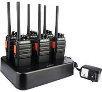 Retevis RT24 Kit radio, avec chargeur 6 voies, longue portée, PMR Walkie Talkie, longue durée de vie,16 canaux, pour police, chantiers, école, hôtel