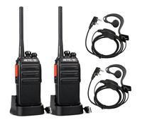Retevis RT24 Plus Talkie Walkie, Longue Portée Professionnel, PMR446 Talkies-Walkies Radio Portable, Rechargeable avec Oreillette et USB Base de Chargement, pour Randonnées, Camping (Noir, 1 Paire)