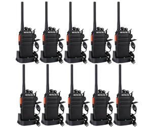 Retevis RT24 Plus Talkie Walkie, Solide Facilité d'utilisation Longue portée PMR446 sans Licence 16 Canaux, Radio Bidirectionnelle Rechargeable et Oreillette Professionnel (Noir,10 pcs)