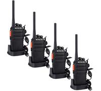 Retevis RT24 Plus Walkie Talkie Set de 4 avec batterie, PMR446 radio avec casque, 3km, 16 canaux IPx4 protection contre les intempéries, 50CTCSS 105DCS, pour l'école, le camping