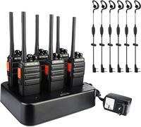 Retevis RT24V Freenet Set de radios, Talkie-walkie professionnel PMR446 avec chargeur 6 voies, 6 canaux pour l'école chantier transport(6 pièces, noir)