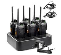 Retevis RT27 Talkie Walkie Professionnel Bundle avec Écouteur Forme G, Longue Portée Rechargeable avec Chargeur 6, PMR446 sans Licence, pour Camp, Sécurité, Fabricant (2 Pcs)