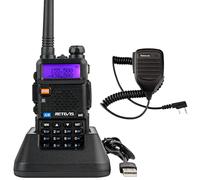 Retevis RT5R Talkie Walkie Longue Distance, 128 Canaux Radio FM Double Bande DTMF CTCSS/DCS Écran LCD Émetteur-Récepteur de Chasse avec Microphone pour l'extérieur, la Logistique (Noir, 1 Pièces)