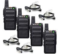 Retevis RT619 Talkie Walkie avec casque, PMR446 Mini 16 Canaux VOX Squelch, Ensemble de Radio Sans Licence Micro USB 1300mAh(4 pcs)