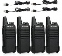 Retevis RT622 Talkie Walkie, Mini Walkie Talkie Rechargeable, PMR446 sans Licence, VOX Squelch CTCSS/DCS, Urgence Talkies Walkies Professionnel pour Vendre au Détail, L'école (Noir, 4 Pack)