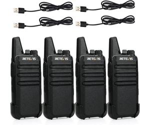 Retevis RT622 Talkie Walkie, Mini Walkie Talkie Rechargeable, PMR446 sans Licence, VOX Squelch CTCSS/DCS, Urgence Talkies Walkies Professionnel pour Vendre au Détail, L'école (Noir, 4 Pack)