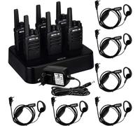 Retevis RT668 Talkie Walkie, avec Chargeur 6 Voies, Écouteurs, Talkie-walkie avec oreillette,1200 mAh, VOX, Robuste, Money Walkie pour Fabricant, Entrepôt, Sécurité (Noir, 6 Pièces)