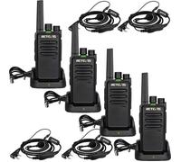 Retevis RT668 Talkie Walkie, PMR446 sans Licence 16 Canaux, Walkie Talkie avec Casque, Mains Libres VOX, CTCSS/DCS (Noir, 4Pcs)