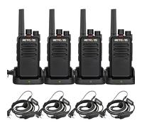 Retevis RT668 Talkie Walkie, PMR446 sans Licence 16 Canaux, Walkie Talkie avec Casque, Mains Libres VOX, IP54 Resistente Professionnel Toki Walki avec Oreillette pour Fournisseur(Noir, 4Pcs)