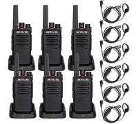 Retevis RT668 Talkie Walkie Professionnel avec Casque, PMR446 sans Licence, Rechargeable, VOX, Portable Talky pour Sécurité(6 Pcs)