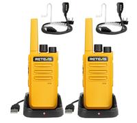Retevis RT668 Talkie Walkie Professionnel, Rechargeable Talkie Walkie avec Oreillette, Robuste Radio Bidirectionnelle, VOX, USB, PMR Talki Walki Longue Portée pour Famille, Camping (1 Paire)